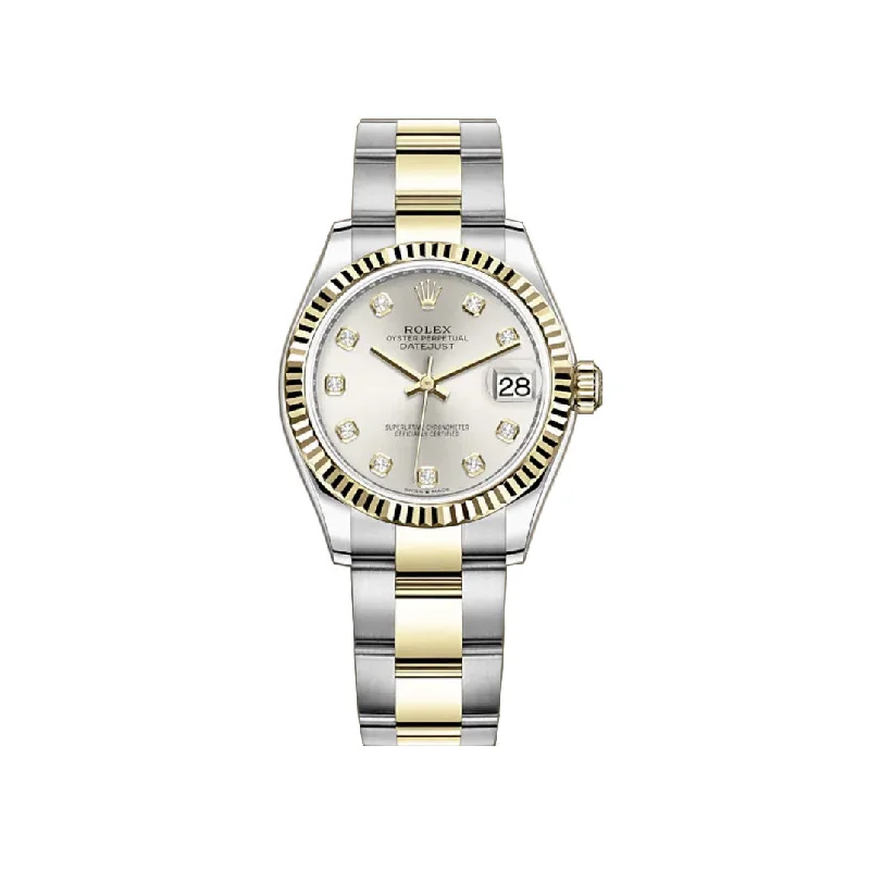 31mm Steel And 18k Yellow Gold Silver Diamond Dial Oyster